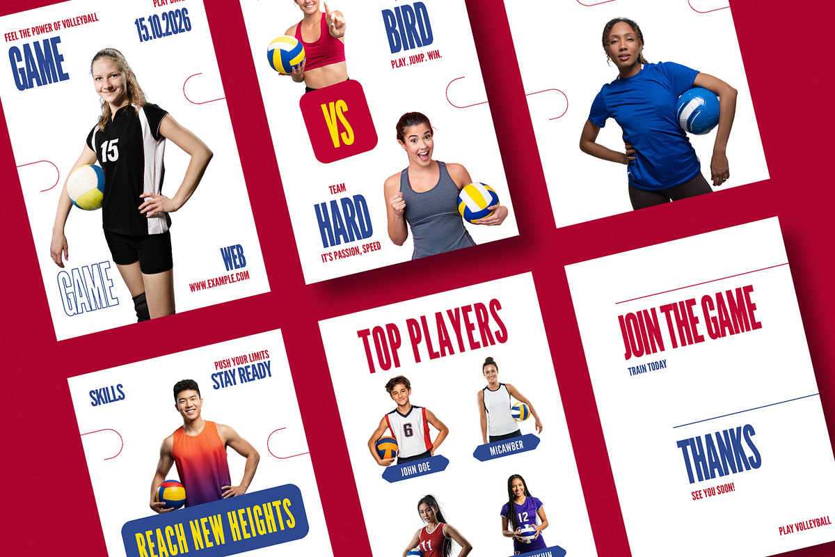 Volleyball Social Media Post Set, an UI Kit Template by ContestDesign (Photo 1 of 3)