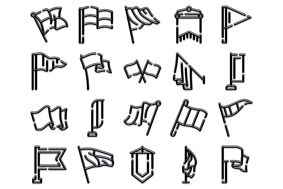 Various flag and banner outline icon, an Object Graphic by pikepicture (Photo 2 of 3)