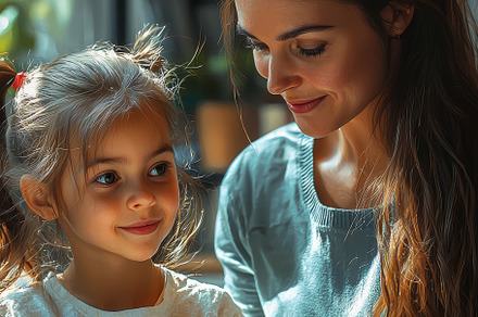 Teacher and young girl reading a book together in class, a Photo by AS photostudio