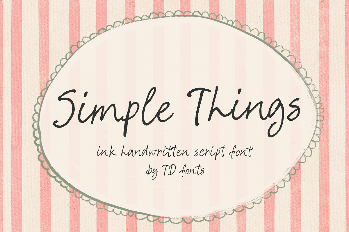 Pen Ink Script font Simple Things, a Script Font by TD fonts (Photo 1 of 8)