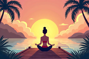 Create a peaceful scene of a woman d, a Photo by LOGOCREATIVE