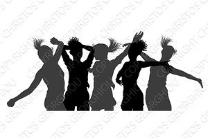 Dancing Women Silhouettes Crowd, a Person Illustration by Christos Georghiou