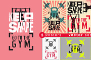 Gym vintage vector poster set., a Sport Illustration by PoPaShop (Thumbnail 1 of 6)