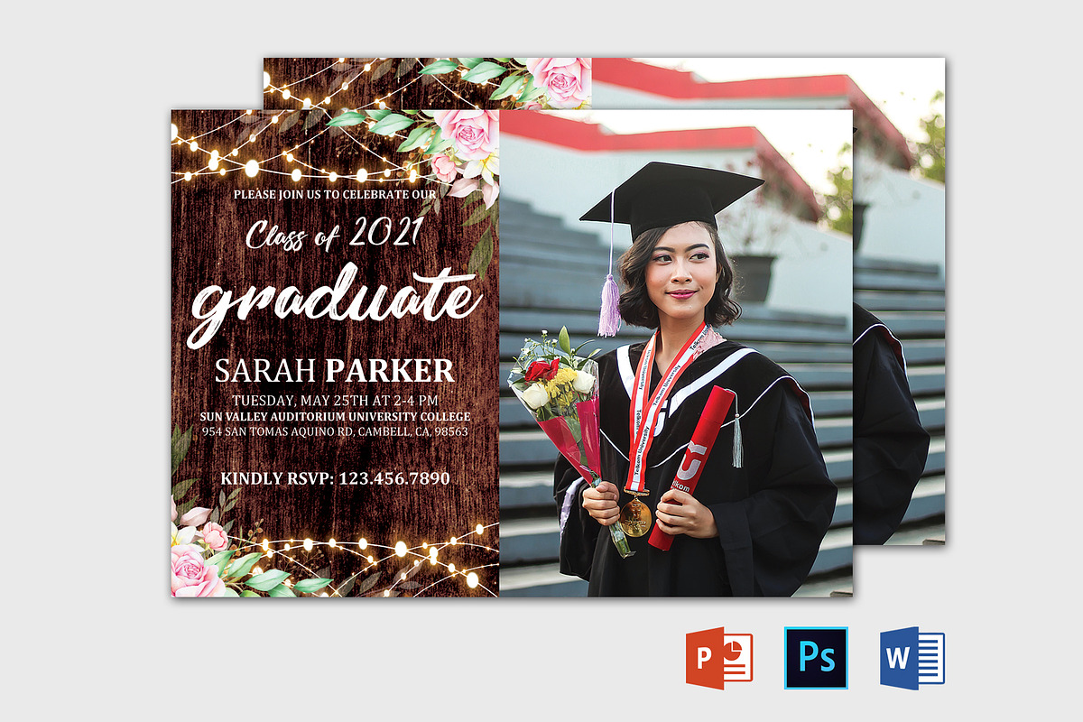Graduation Announcement Template, a Card Template by Designscozy (Photo 3 of 5)