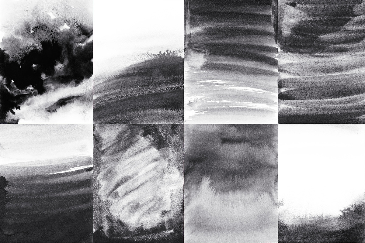 Black & White watercolor backgrounds, a Texture Graphic by swiejko (Photo 3 of 7)