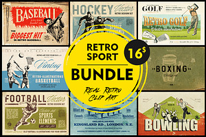 Retro Sports Art Bundle 8 in 1