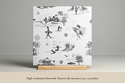 The Surfer Toile de Jouy Pattern, a Background Graphic by Hughes Studio (Thumbnail 3 of 13)