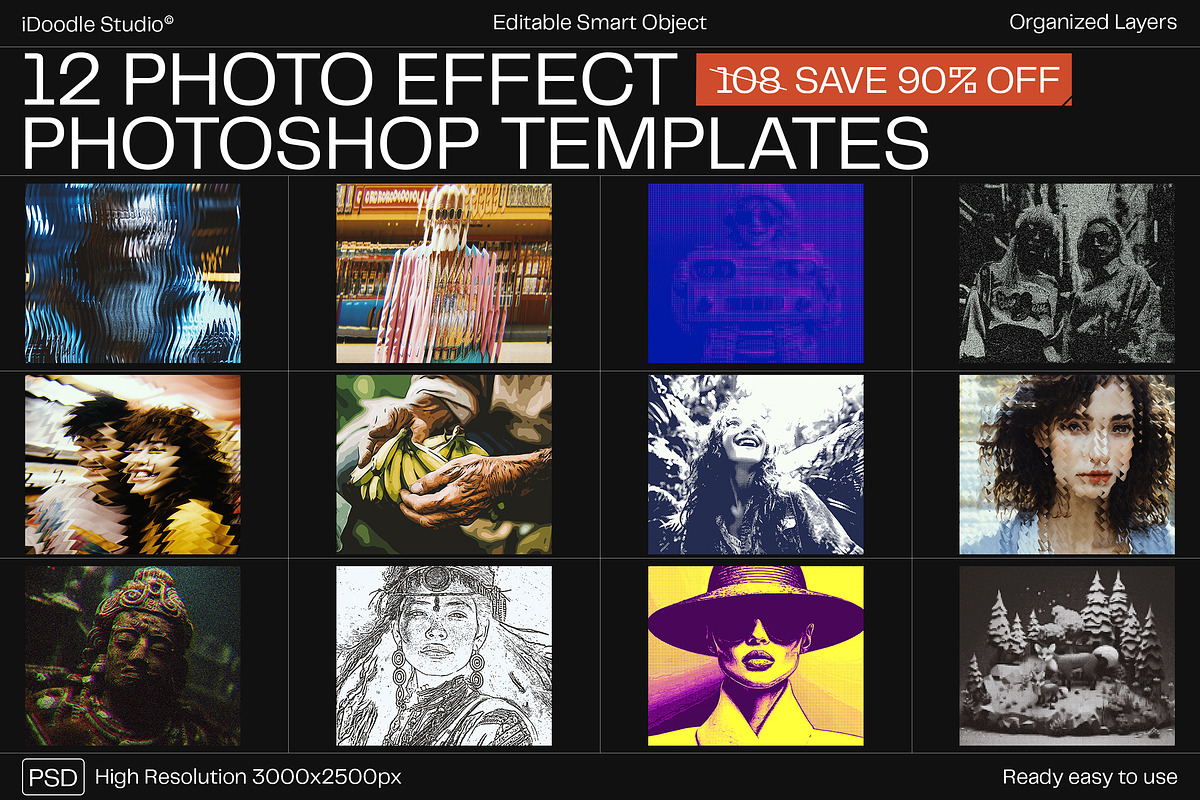 12 Photo Effect Templates, a Layer Style Add-On by iDoodle Studio (Photo 1 of 6)