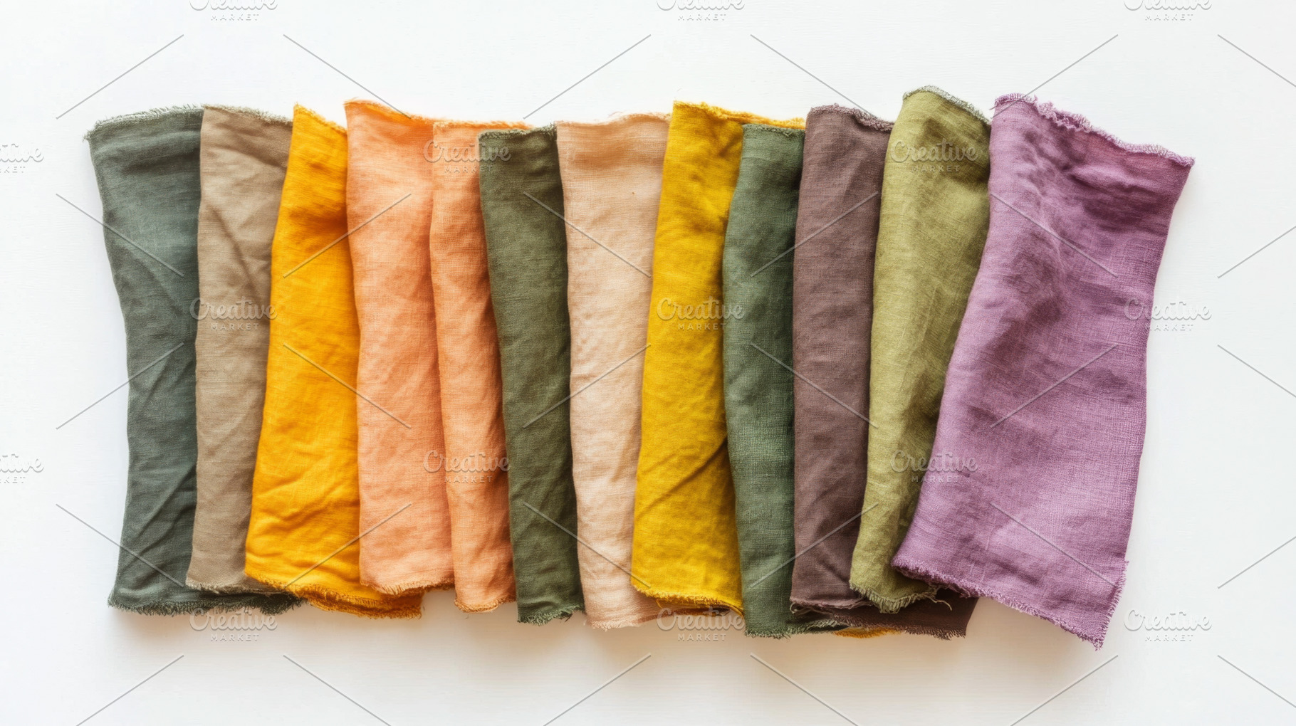Colorful Linen Fabric Swatches in Earthy Tones, an Abstract Photo by Natalia Klenova's Shop