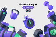 Fitness and Gym 3D icons, a Healthcare Illustration by Ekata Studio (Thumbnail 1 of 7)