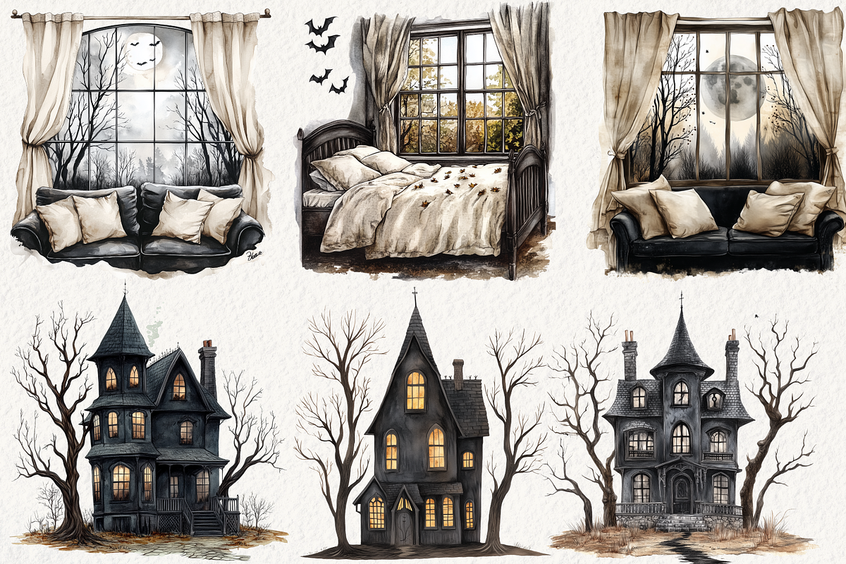 Cozy Halloween Clipart, an Illustration by NadiaTheronArt (Photo 4 of 5)