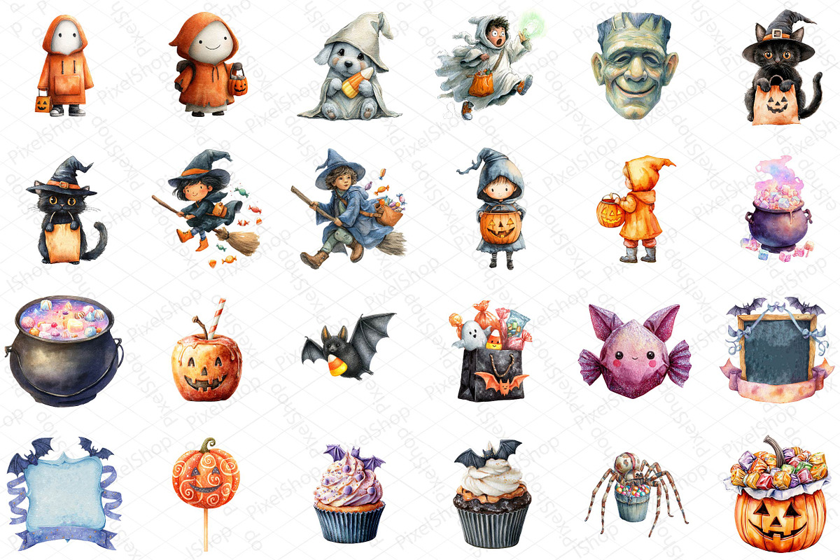 Halloween Trick or Treat Clipart, an Illustration by DreamPrint404 (Photo 3 of 5)
