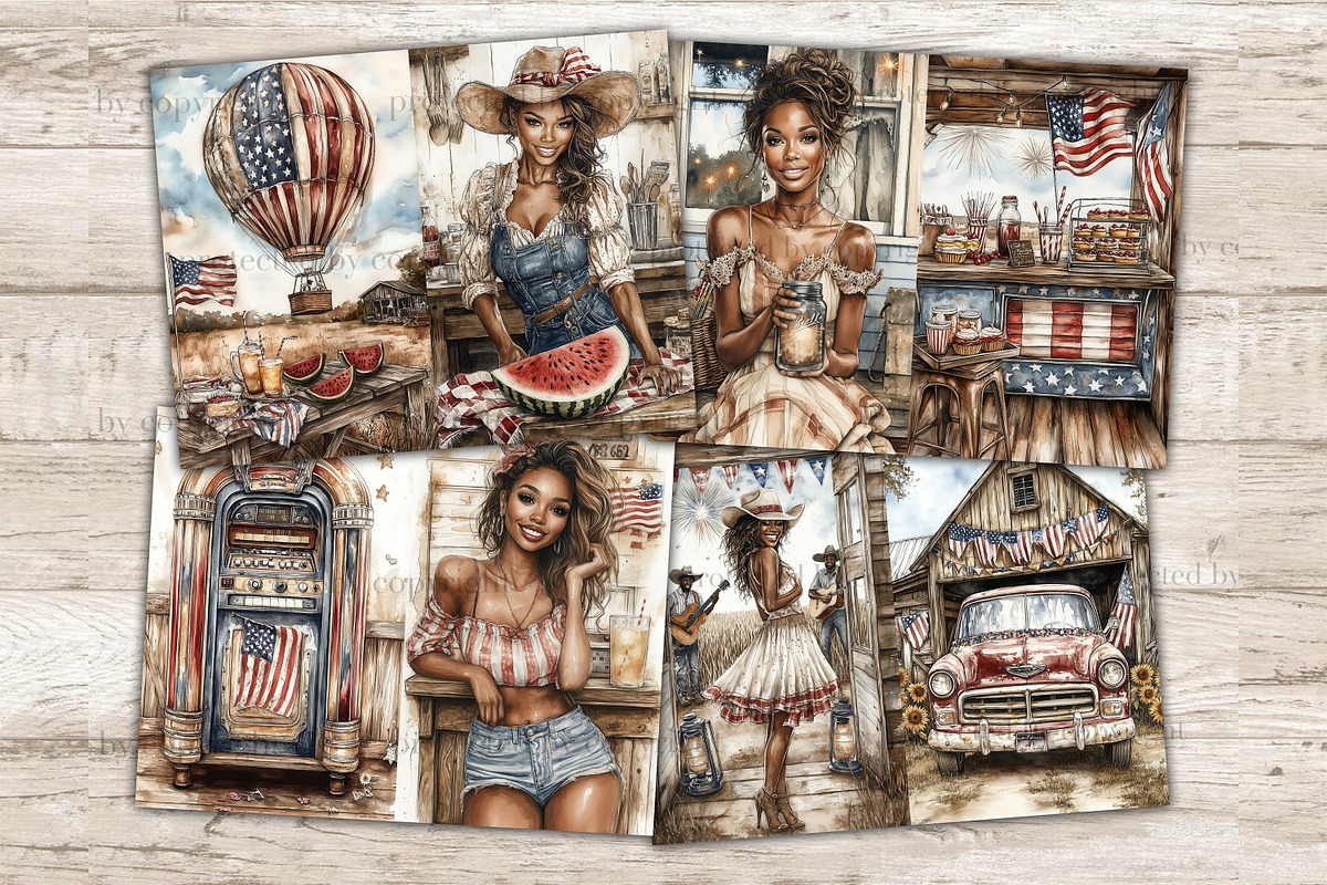 Fourth of July Junk Journal Page, a Person Illustration by GlamArtZhanna (Photo 5 of 10)