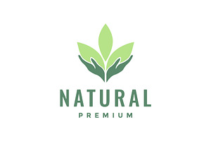 cupped hands leaves nature  logo, a Branding & Logo Template by devastd