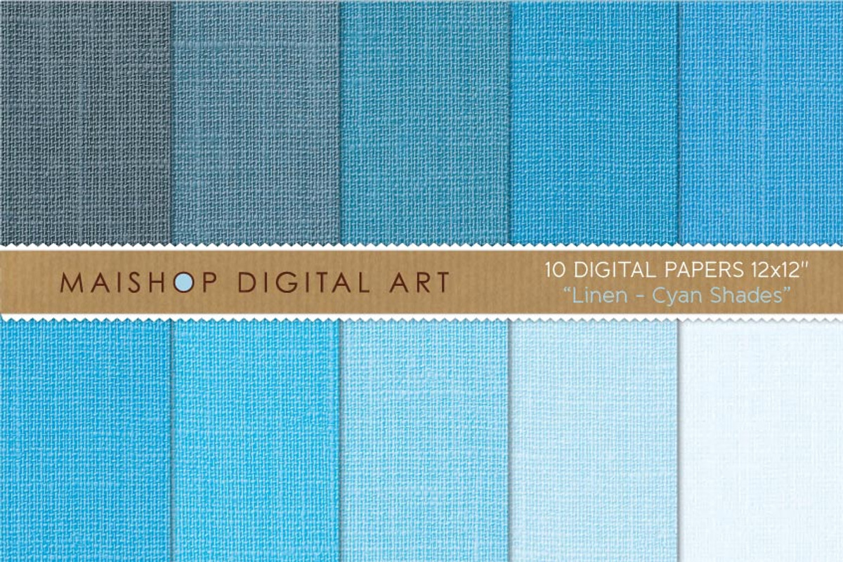 Digital Papers Linen Cyan Shades