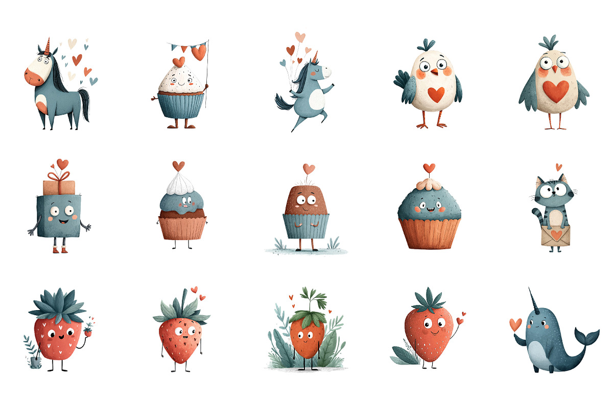Kawaii Valentines Clipart, an Illustration by DreamArtGraphic (Photo 2 of 4)