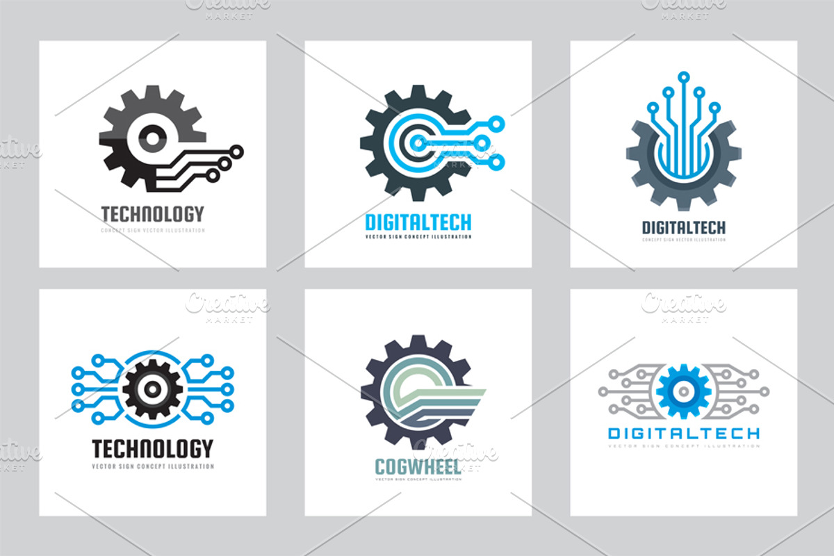 SEO Technology Gear Logo Set, a Branding & Logo Template by serkorkin