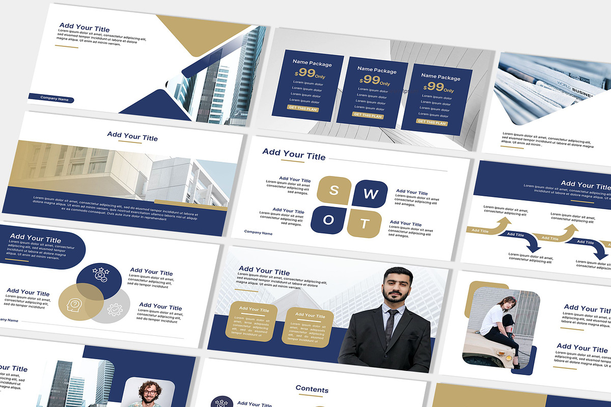 Blue and Gold Powerpoint Template, a Presentation Template by SKY CREATION (Photo 5 of 6)