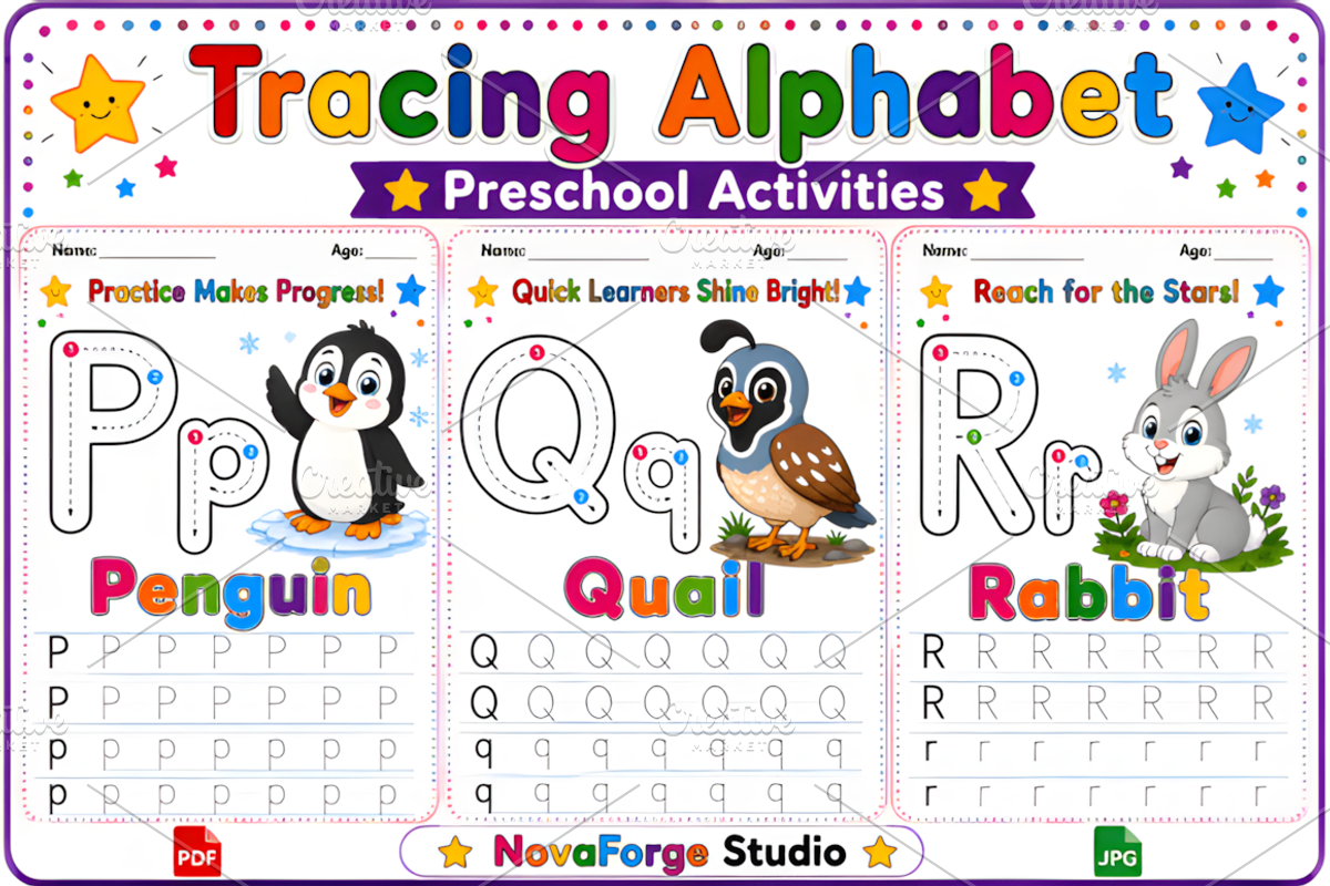 Preschool Alphabet P-Q-R Worksheets, a Marketing Template by Ink Gallery (Photo 2 of 2)