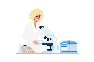 Scientist using microscope and, an Illustration by pikepicture
