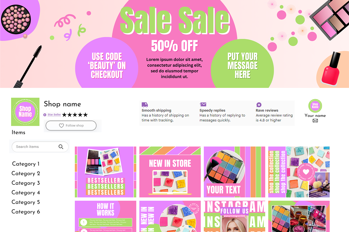 Makeup Beauty Etsy Shop Kit, a Branding & Logo Template by SunshineStudioBoutique (Photo 9 of 11)