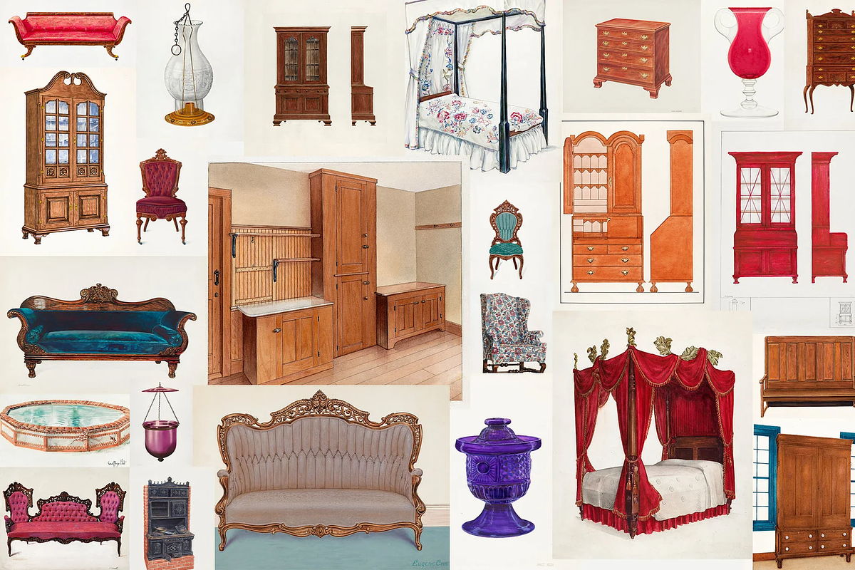 400+ Antique Furniture Kitchenware, a Decorative Illustration by Digital Museum (Photo 1 of 10)