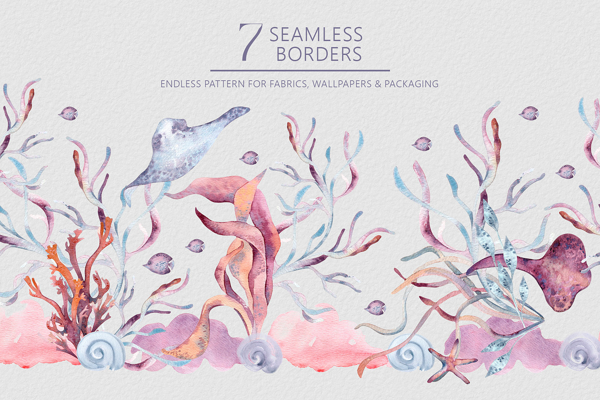 Ocean plants watercolor animals set, an Illustration by Kate Lanbina (Photo 12 of 19)
