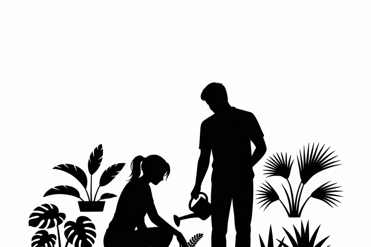 silhouette couple gardening together, an Illustration by Amazin_art (Photo 8 of 11)