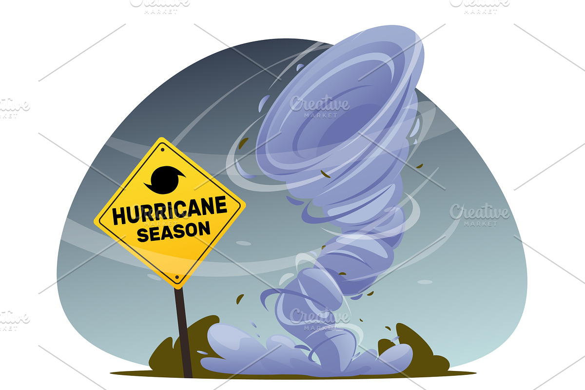 Tornado warning sign. Road banner, an Illustration by Vectorbuum