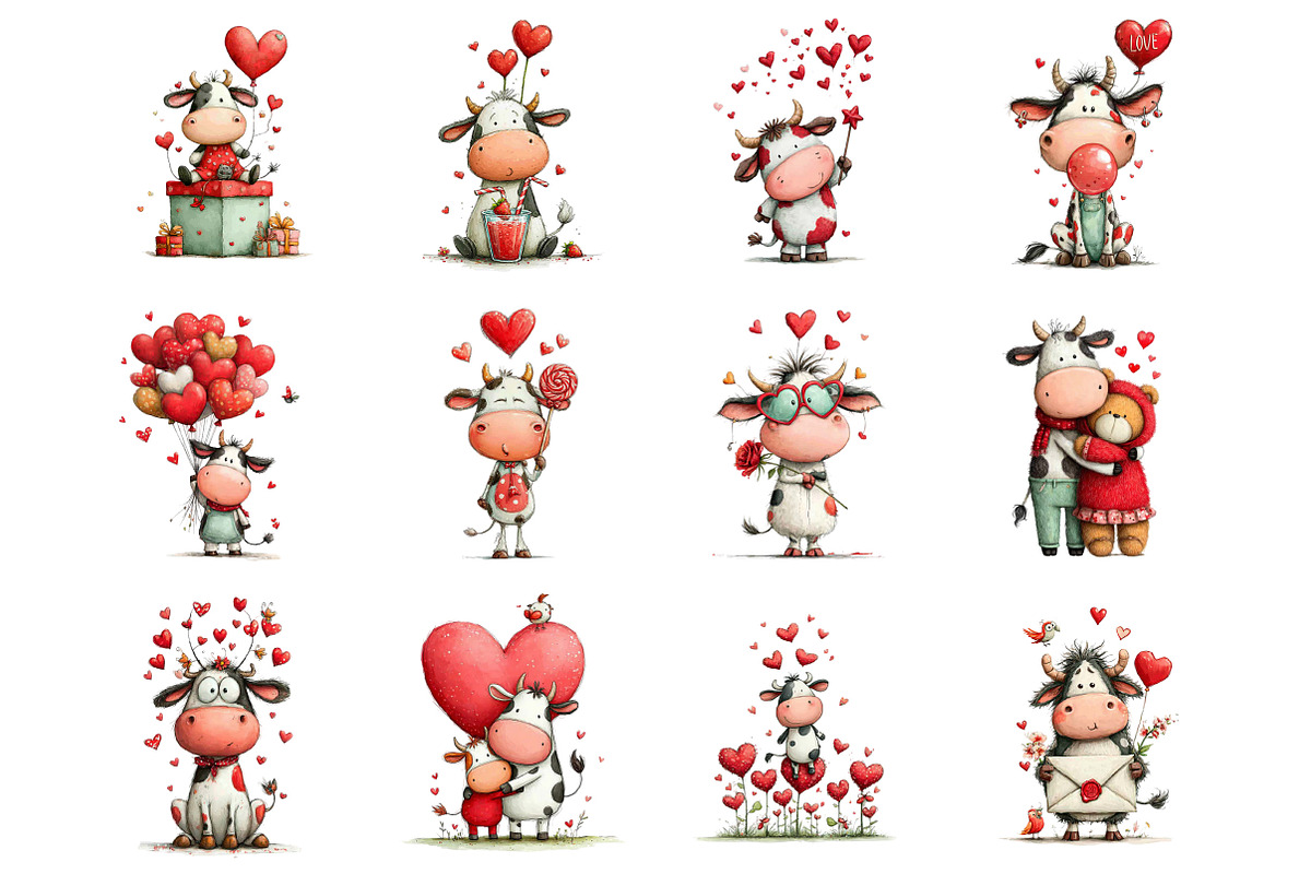 Whimsical Valentine Couple Clipart, an Illustration by Designking (Photo 2 of 5)