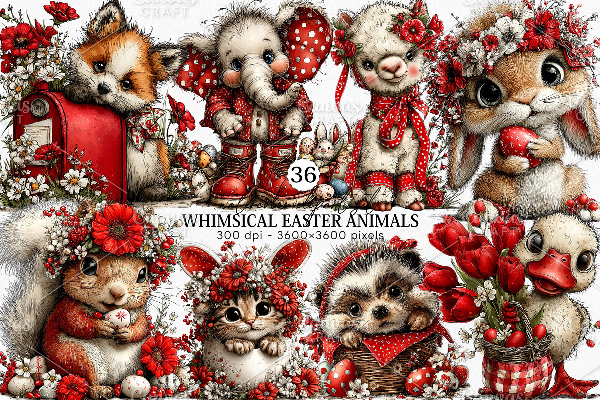 Whimsical Easter Animals Clipart PNG, an Illustration by Canvas Craft (Photo 1 of 7)