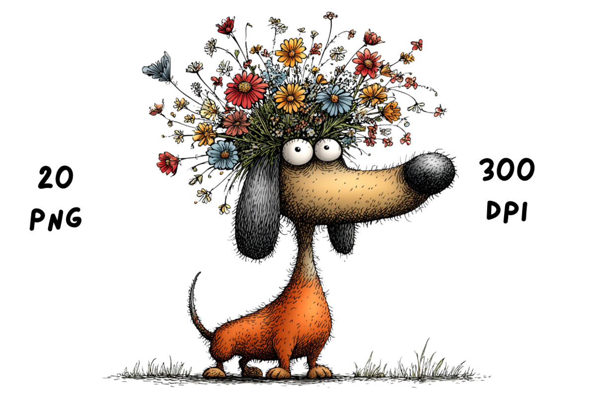 Whimsical Floral Dachshund, Cute Dog, an Animal Illustration by GiraffeCreative (Photo 9 of 20)