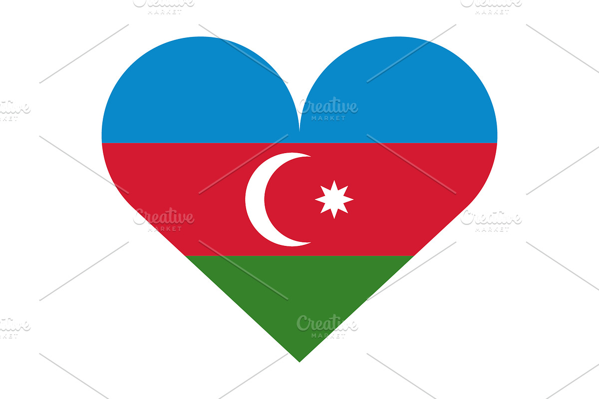 Azerbaijan flag with heart, an Illustration by Mark1987