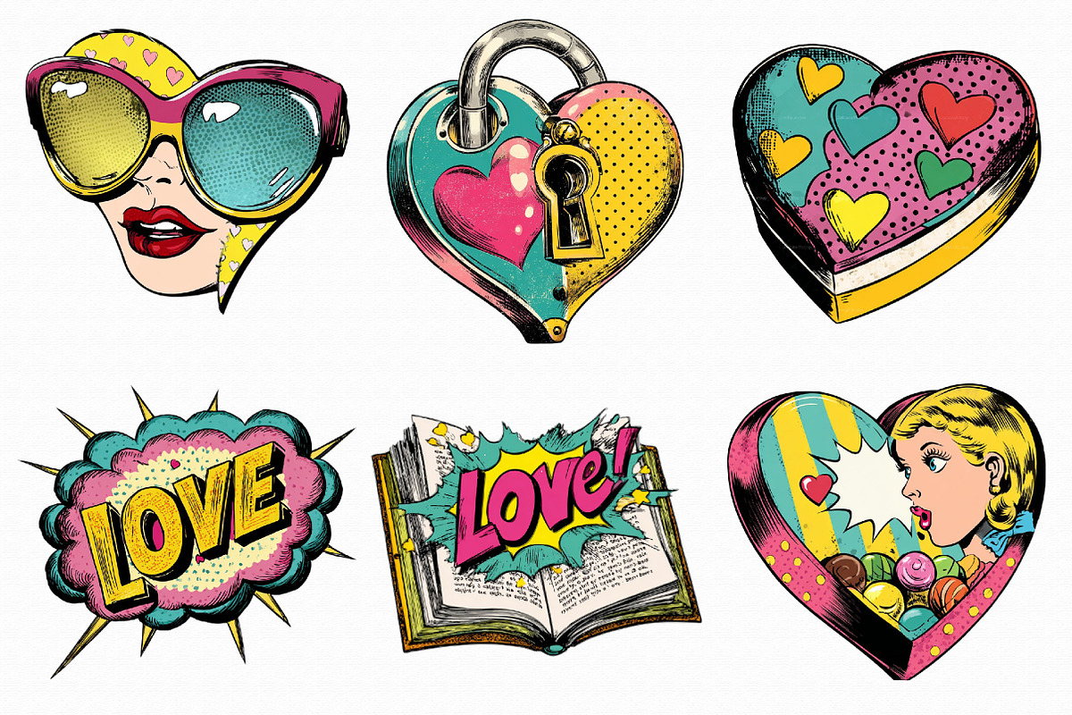 Pop Art Valentine Clipart, an Illustration by Libby Wishes (Photo 5 of 9)