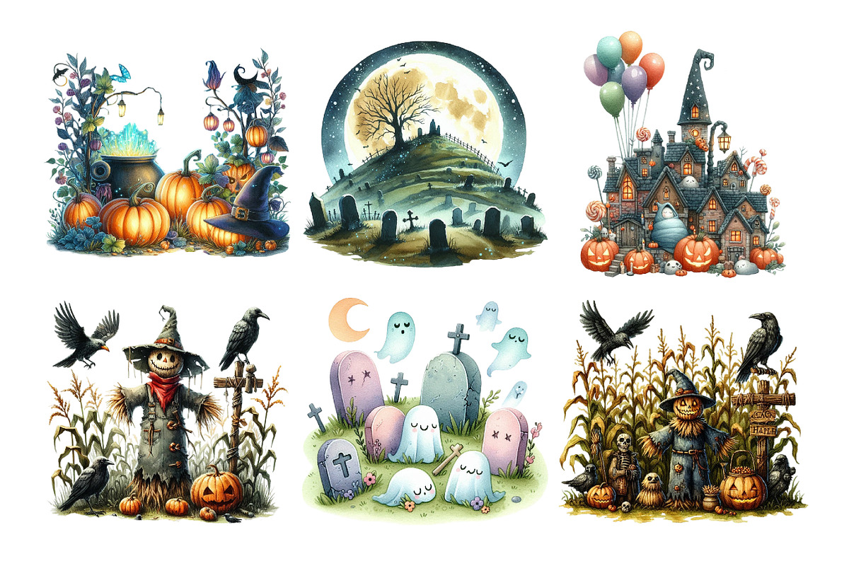 Halloween Landscape Collection Clipa, an Illustration by Daily.Designs (Photo 2 of 5)