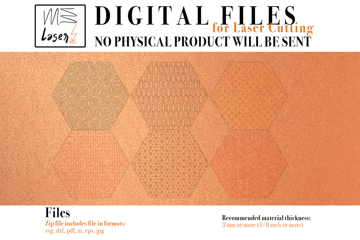Coaster Deco Hexagon fot Laser Cut., an Object Graphic by MaramadeLaser (Photo 4 of 5)