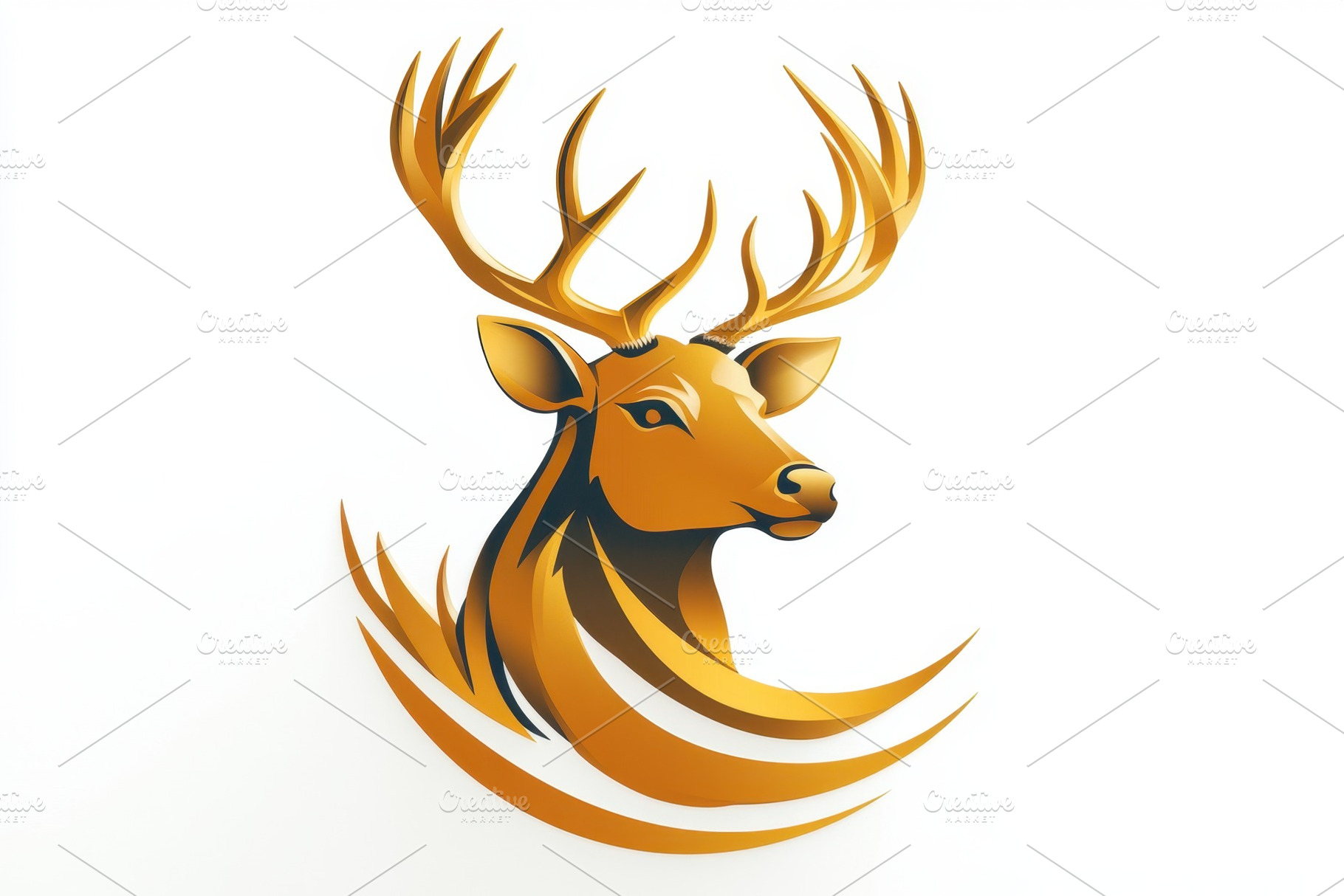 Beautiful golden deer head graphic d, a Photo by Tanuart