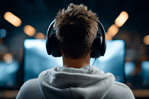 Rear view on a young gamer, a Technology Photo by MistyDay