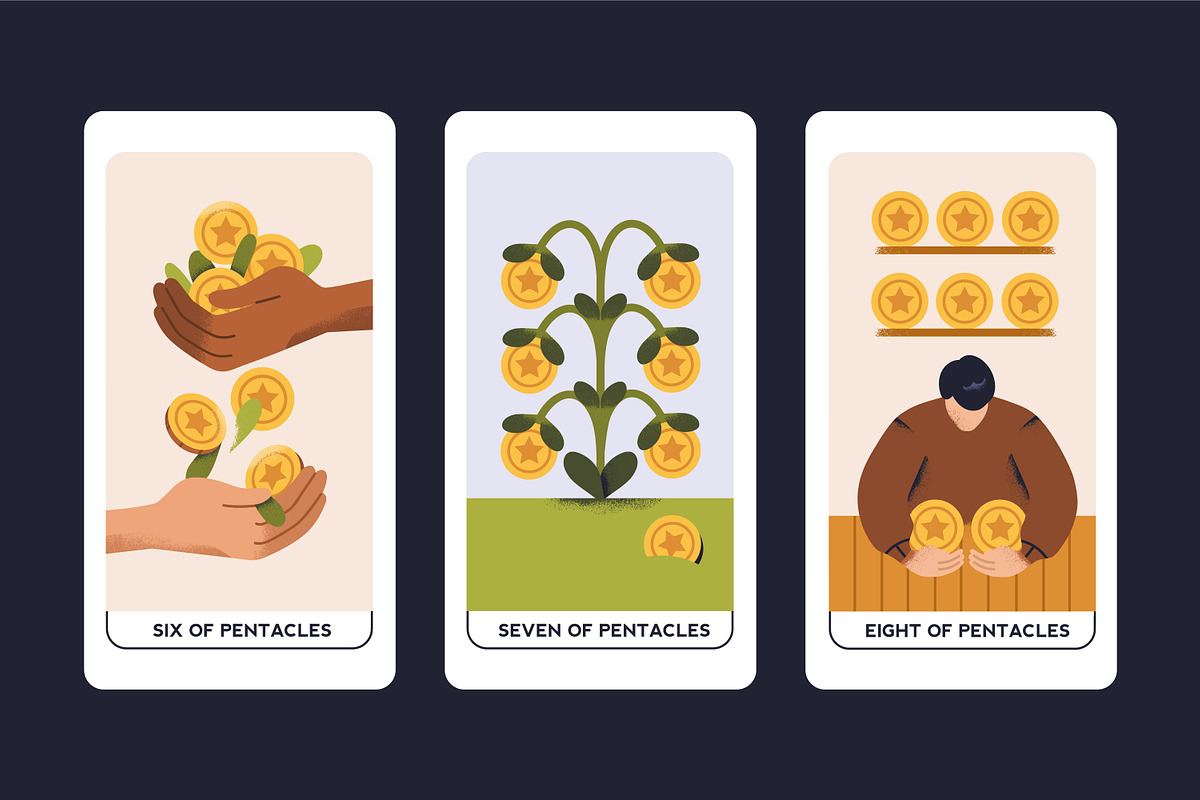 Suit of Pentacles tarot cards set, an Illustration by Good Studio (Photo 5 of 6)