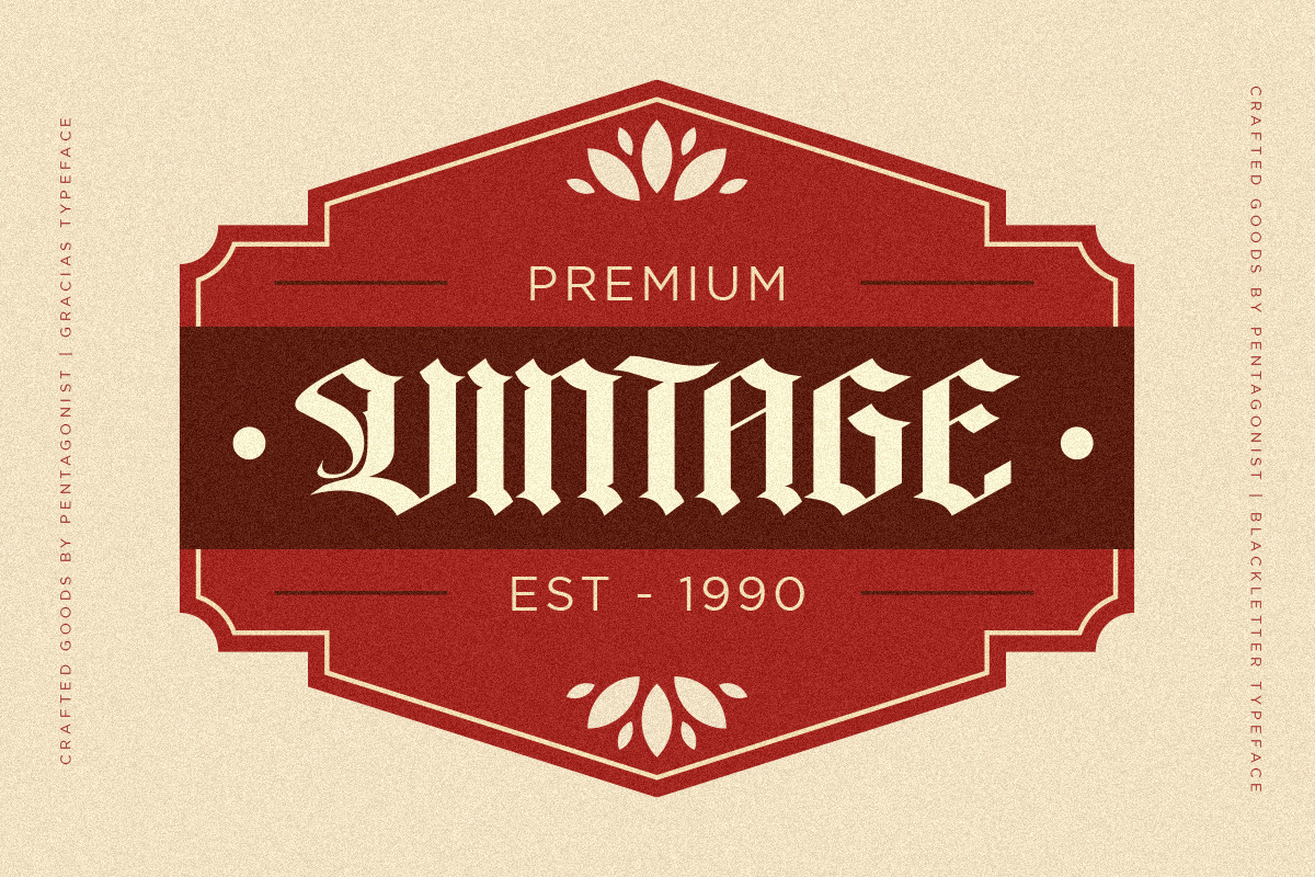 Gracias | Blackletter Font, a Blackletter Font by Pentagonistudio (Photo 2 of 10)