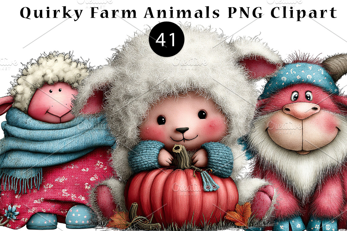 Quirky Farm Animals PNG Clipart, a Seasonal Illustration by CreationArt (Photo 1 of 5)