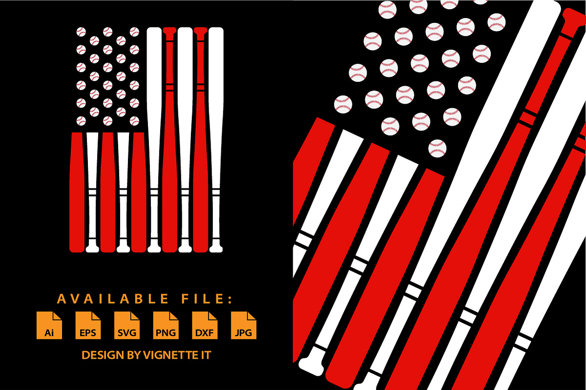 Vintage American Flag Baseball Mom, a Sport Illustration by Vignette.IT (Photo 2 of 3)