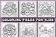 Kawaii Fruit Coloring Pages For Kids, an Animal Illustration by Printable Design Store (Thumbnail 3 of 4)