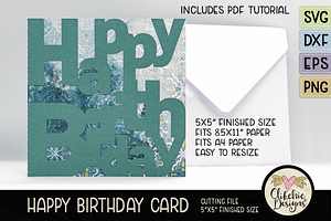 Lettered Happy Birthday Card SVG