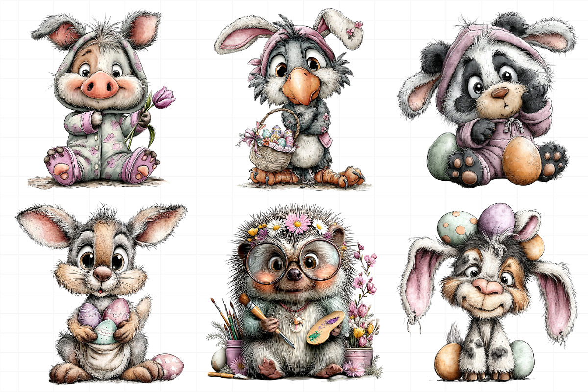 Quirky Easter Animals Clipart, an Illustration by Daily.Designs (Photo 7 of 7)