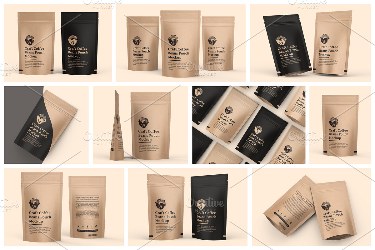 Craft Paper Coffee Pouch Bag Mockup, a Cups & Container Mockup by Ram Studio LLC (Photo 10 of 11)