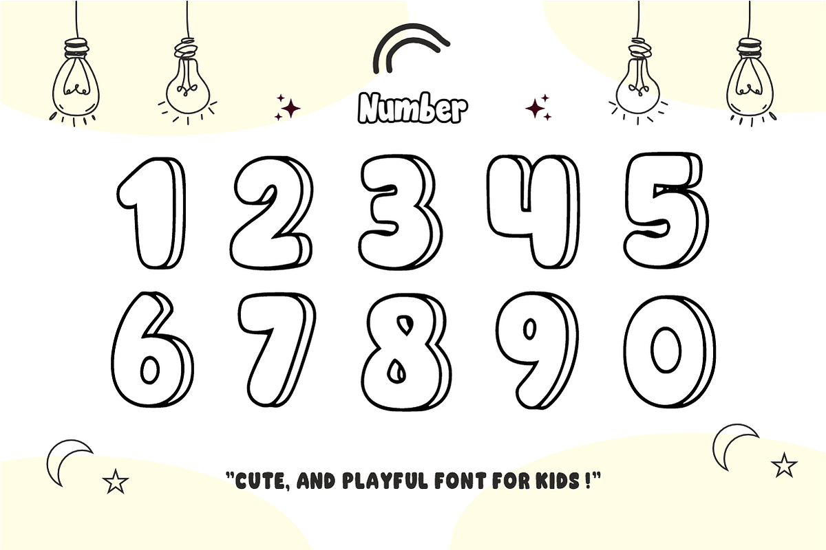 Cotton Wobble - Playful Outline Font, a Sans Serif Font by KiddoGlyphs Studio (Photo 5 of 5)