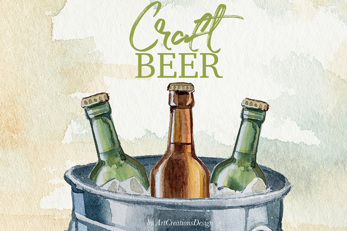 Hand Painted Craft Beer Clipart, a Food Illustration by ArtCreationsDesign (Photo 8 of 9)