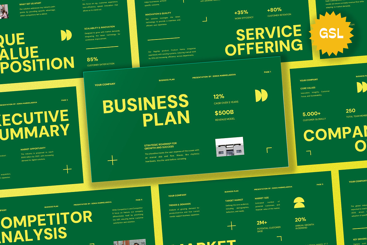 Green Business Plan Google Slide, a Presentation Template by Aiyari Graphic (Photo 1 of 5)
