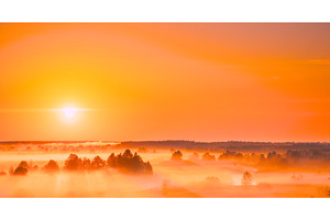Amazing Sunset Over Misty Landscape, a Nature Photo by Our Amazing World